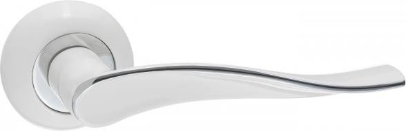 Ручка дверная RENZ INDH 427-08 SW/CP «Модена», супер белый/хром блестящий