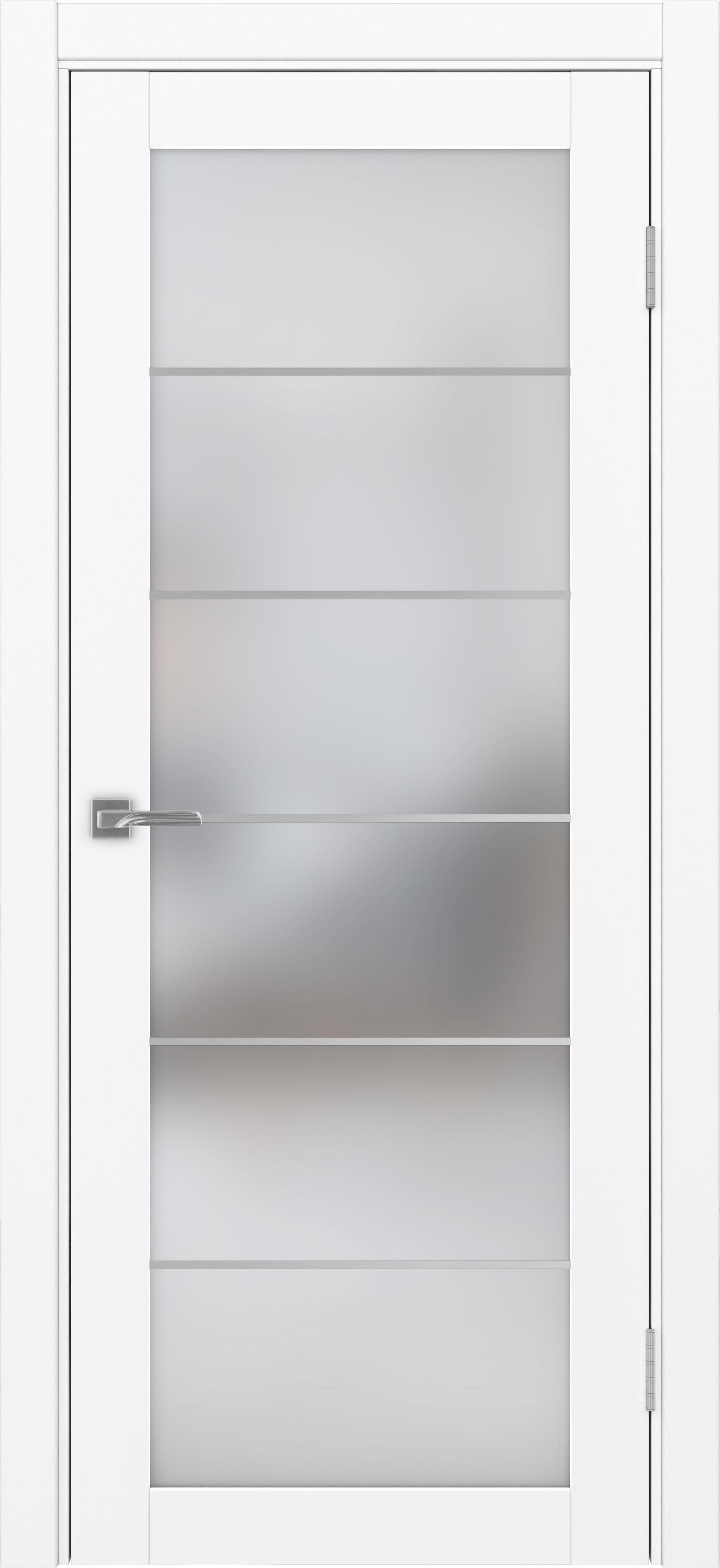 Межкомнатная дверь «Турин 501.2 АСС Белый снежный» стекло сатин с алюминиевыми молдингами