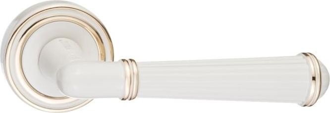 Ручка дверная RENZ 625-16 W/GP «Новара», (белый/золото блестящее)